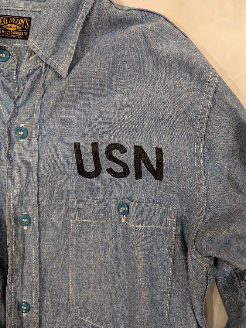 THE REAL McCOY'S USN シャンブレーシャツ 長袖 Mサイズ - メルカリ